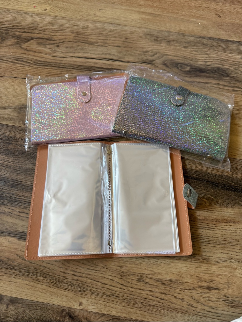 Budgeting Holographic Card Wallet in Pink and Silver Glitter